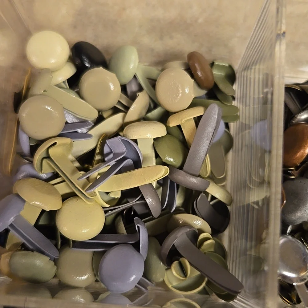 Assorted Metal Fasteners in Organizer Box For Crafts Scrapbooking